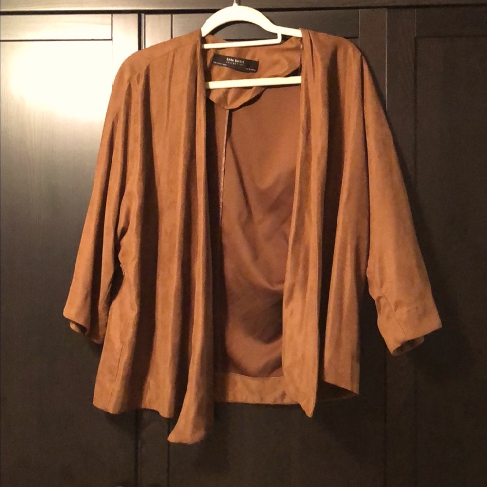 Suede 3/4 Sleeved Jacket - Mid Length - ZARA